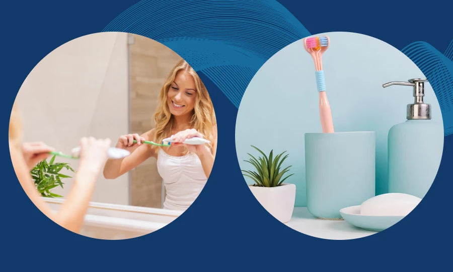 Enhance your oral care routine with a triple sided ultra-fine soft bristle toothbrush