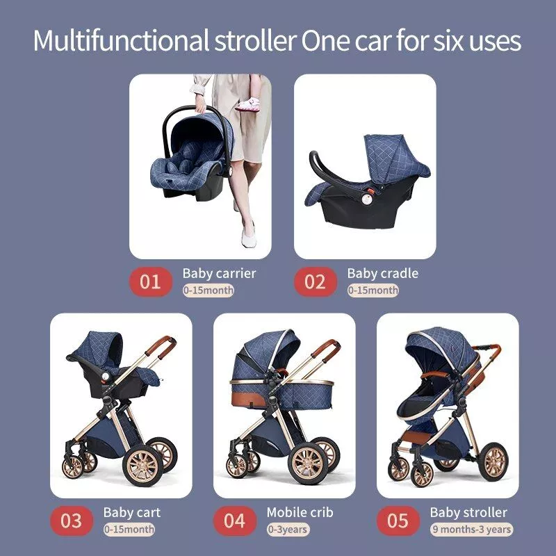 Luxurious 3-in-1 Portable Baby Stroller