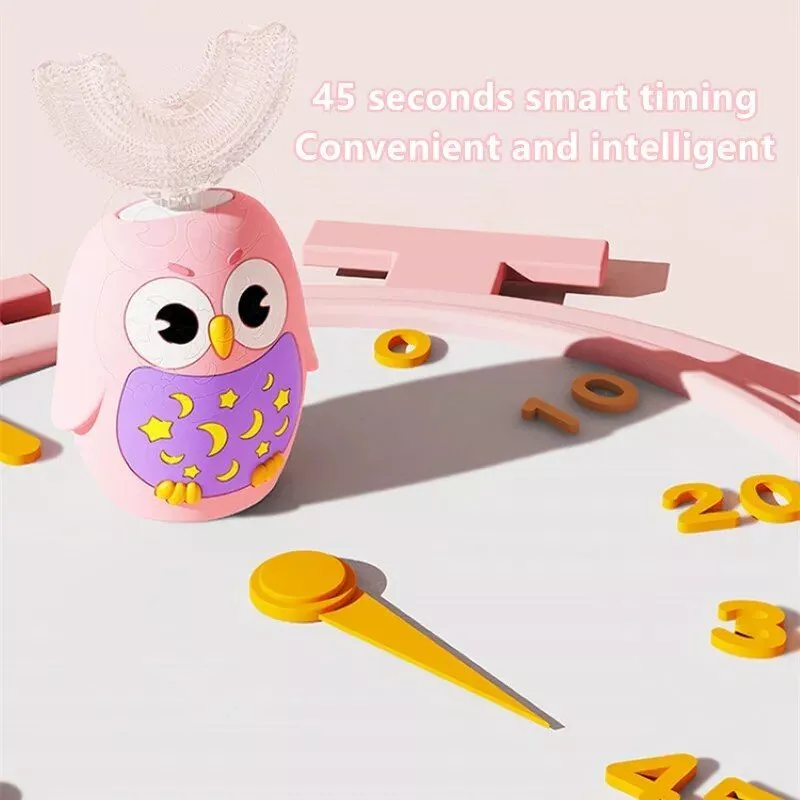 360-Degree U-Shaped Kids Sonic Electric Toothbrush with Silicone Grip