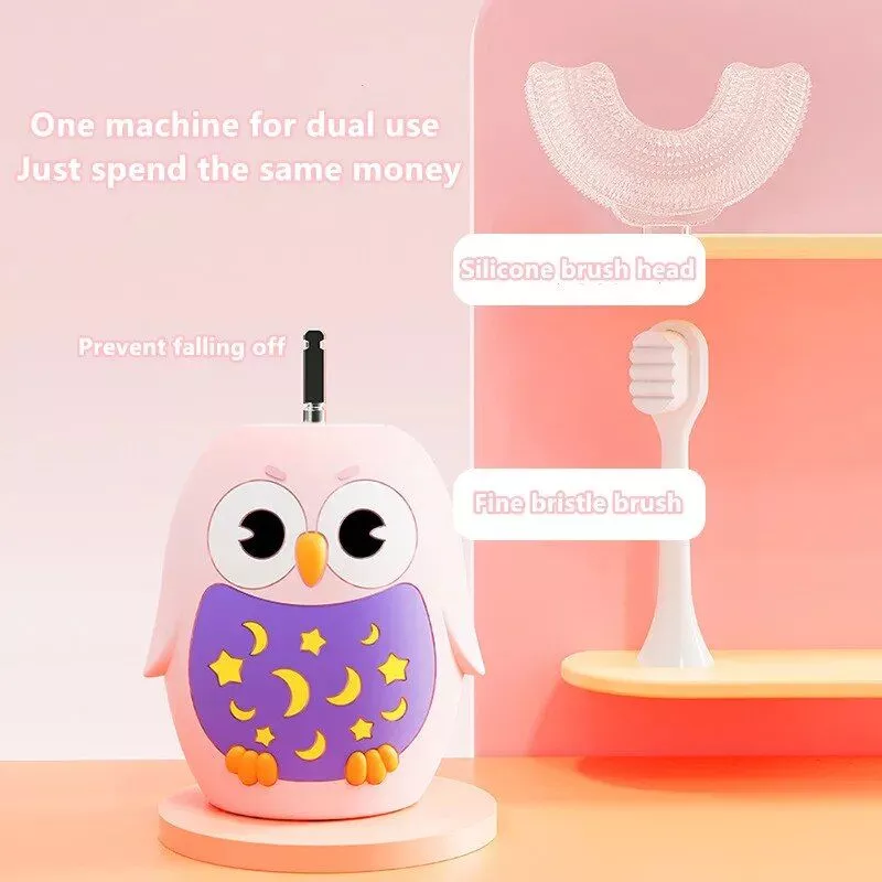 360-Degree U-Shaped Kids Sonic Electric Toothbrush with Silicone Grip