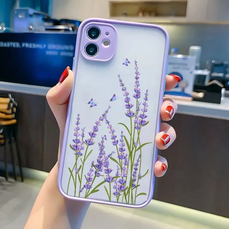 Lavender Butterfly Higan Flower Shockproof Phone Case for Various iPhone Models Lavender Butterfly Higan Flower Shockproof Phone Case for Various iPhone Models