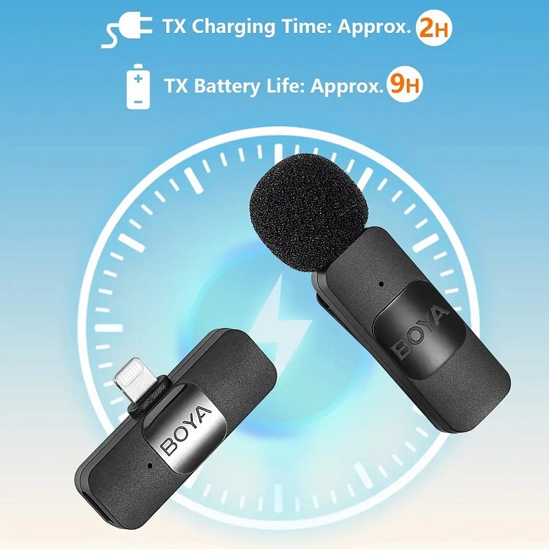 Clip-On Wireless Microphone with Noise Cancellation for Smartphones