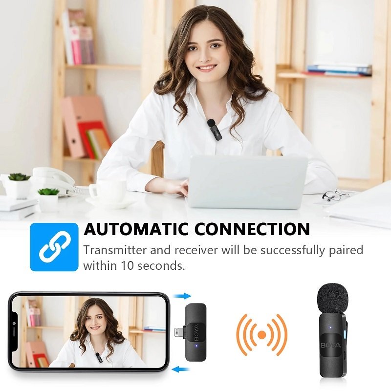 Portable Wireless Lavalier Microphone for iPhone and Android Devices