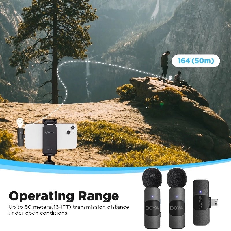 Wireless Lavalier Mic for iPhone & Android – Clear Sound Noise Reduction