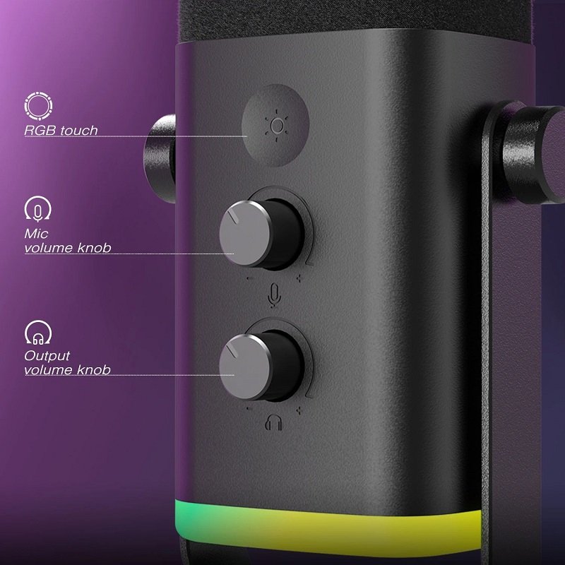 Modern RGB Microphone – USB Mic with Colorful LED Effects